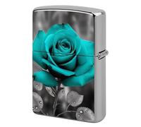 Metal Lighter Case Cover Reusable Flip Top Lighter Sleeve Double Sided Windproof & Waterproof Cigarette Holder Portable Pocket Teal Grey Rose Lighters Pouch for Dad Boyfriend Husband