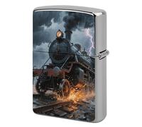 Metal Lighter Case Cover Reusable Flip Top Lighter Sleeve Double Sided Windproof & Waterproof Cigarette Holder Portable Pocket Steam Train Lighters Pouch for Dad Boyfriend Husband