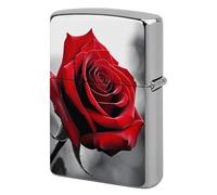 Metal Lighter Case Cover Reusable Flip Top Lighter Sleeve Double Sided Windproof & Waterproof Cigarette Holder Portable Pocket Red Rose Lighters Pouch for Dad Boyfriend Husband