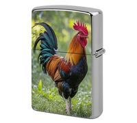 Metal Lighter Case Cover Reusable Flip Top Lighter Sleeve Double Sided Windproof & Waterproof Cigarette Holder Portable Pocket Chicken on The Grass Lighters Pouch for Dad Boyfriend Husband