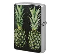 Metal Lighter Case Cover Reusable Flip Top Lighter Sleeve Double Sided Windproof & Waterproof Cigarette Holder Portable Pocket Two Pineapple Pattern Lighters Pouch for Dad Boyfriend Husband