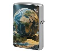 Metal Lighter Case Cover Reusable Flip Top Lighter Sleeve Double Sided Windproof & Waterproof Cigarette Holder Portable Pocket World Geographical Distribution Lighters Pouch for Dad Boyfriend Husband