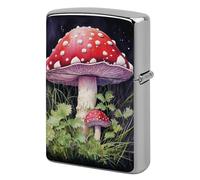 Metal Lighter Case Cover Reusable Flip Top Lighter Sleeve Double Sided Windproof & Waterproof Cigarette Holder Portable Pocket Mushrooms in The Grass Lighters Pouch for Dad Boyfriend Husband