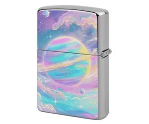 Metal Lighter Case Cover Reusable Flip Top Lighter Sleeve Double Sided Windproof & Waterproof Cigarette Holder Portable Pocket Rainbow Colored Galaxy Lighters Pouch for Dad Boyfriend Husband