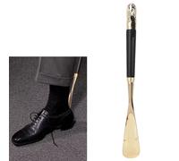 Metal Lion Head Shoe Horn Wooden Long Handle Handled Shoe Lifter Shoe Spoon NEW