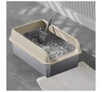 Metal Litter Box with High Sides Lid, Litter Box Stainless Steel Enclosed with Litter Mat and Scoop, Non-Sticky,Yellow-40×60×15cm