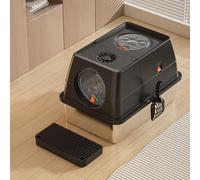 Metal Litter Box with Removable Lid,Stainless Steel Flip-Top Cat Potty with Kitty Litter Scoop & Pedal,Enclosed Front Entry Top Exit High Sided Cat Litter Box for Cats of Dif(Size:XL,Color:Black)