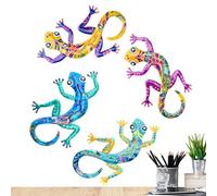 Metal Lizard Wall Art - Colorful Gecko Wall Decor | Iron Garden Sculpture | Outdoor Yard Decoration for Patio Home Garden and Backyard |Unique Gecko Home Décor | Easy to Install with Durable Hooks