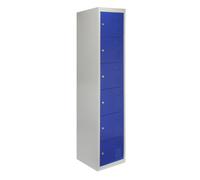 Metal Lockers 6 Doors Storage, Blue & Grey Metal Lockable Unit