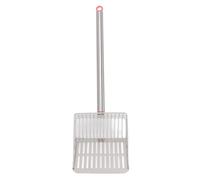 Metal long handled cat litter scoop, stainless steel cat litter scoop for cat litter trays, fine metal cat litter scoop (Pink)