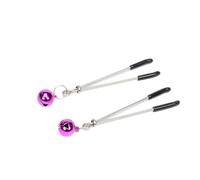 Metal Long Nipple Clips with Bells Nipple Rings Non Piercing Flirting Teasing Sex Flirt Bondage Sex Toys Slave BDSM Exotic Accessories Fetish Gay Purple One Size