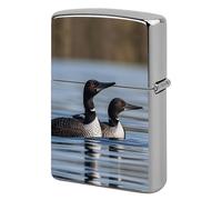 Metal Loon Birds Lighter Case Windproof Flip Top Lighter Sleeve Double Sided Vintage Cool Cigarette Pouch Holder Reusable Pocket Protective Cover Men Gifts for Boyfriend Husband