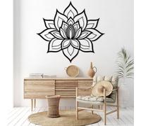 Metal Lotus Flower Wall Art - Mandala, Meditation, Zen Decor, Flower of Life, Black (39" x39"|100x100cm) for Bedroom & Living Room