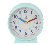 Metal Luminous Alarm Clock 10CM Silent Quartz Table Clock with Night Light- 24-Hour Round Desk Clock for Bedroom Office Travel- Battery Operated (No Battery(Light green)