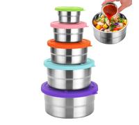 Metal Lunch Box Set - Tiffin Carry Tins, Multiuse Airtight Lids, Rust Proof Kitchenware with Stackable Design | Reusable Food Jars For Daily Use, Office, Hiking, Portion Control, Leftovers, Kids Meals