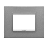 Metal Lux Plate, 4 Modules, Aluminium Effect, Chorus Series, 1.1 x 19 x 9.5 cm, Grey (GW16206XA)