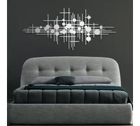 Metal Luxury Geometric Wall Art, Circle Line Decor, Modern Hanging, Metal Artwork Decoration, Modern Art Sculpture Home Decor for Living Room,Bedroom Hallway and Stairs Nature Home (Sil