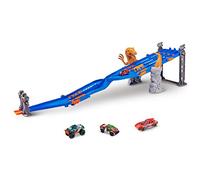 Metal Machines 4-Lane Dinosaur Raptor Attack Playset with Mini Racing Car