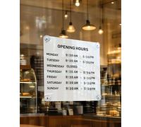 Metal Magnetic Business Hours Sign - Changeable Opening Hours Board For Glass Doors | Reusable Storefront Schedule Sign With Suction Cups & Adhesive Fixing For Shops, Cafes, Salons & Offices white