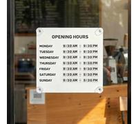 Metal Magnetic Business Hours Sign for Storefronts - Suction Cup Opening Hours Board for Glass Doors - Reusable Changeable Schedule Sign with Magnetic Numbers for Shops, Cafés, Salons & Offices