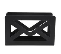 Metal Mail Holder | Modern Black Letter Organizer with Cutout Envelope Design | Desktop Sorter for Home Office/School/Desk Decor | High Strength Iron Construction