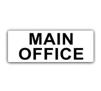METAL Main Office Sign-TEXT ONLY-Aluminium -WHITE-Warning Door Notice Shop Warehouse School Cafe Restaurant Business ML6