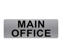 METAL Main Office Sign-TEXT ONLY-Brushed Silver Aluminium -Warning Safety Security Door Notice Shop Warehouse School Cafe Restaurant Business ML6