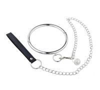 Metal Male Female Lockable Neck Collar Restraint Bondage Choker Chain Leader Sm Couple Adult Game Sex Toys For Couples White S 120Mm