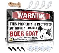 Metal Man Cave Decor Warning This Property Is Protected By A Highly Trained Boer Goat Tin Sign Funny Tin Signs Vintage Man Cave Sign Decor(30X40CM)
