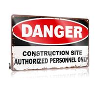 Metal Man Cave Sign Danger Construction Site Authorized Personnel Only Tin Sign Cave Door Sign Tin Metal Decor(30X40CM)