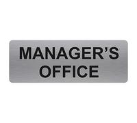 METAL Managers Office Door Sign Brushed SILVER Aluminium Tin Security Notice Shop Warehouse School Cafe Business 200x75mm ML5
