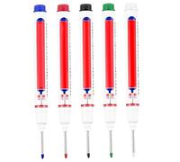 Metal Marking Pen, 5PCS Long Nib Marker with Waterproof Ink for Metal, Wood, Tile, Multipurpose Oil-Based Paint Markers in Black, Red, Blue, Green, White