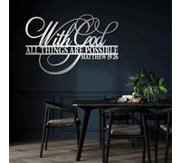 Metal Matthew 19:26 Wall Art, Metal With God All Things Possible Bible Verse Wall Artwork Decor, Black Artwork Decoration for Living Room,Bedroom Hallway and Stairs Nature Home Decor (S