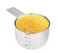 Metal Measuring Cup - 2 Cup Measuring Cups, Stainless Steel Two Measuring Cups, Kitchen 2- Oil Measuring Cup Jug with Marking Scales, Dog Food Scoop for Baking, Cooking, Feeding Pets