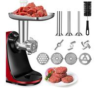 Metal Meat Grinder Attachment, Meat Grinder Accessory Compatible with AMZCHEF ZM1501&GM3001 Juicer, Included 3 Sausage Stuffer Tubes, 4 Grinding Plates, Machine Not Included
