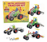 Metal Mechanic Tractor Construction Kit, 4 Models to Build, Assembly Tools Included, Ages 6+, Educational STEM Toy