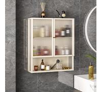 Metal Medicine Cabinet with Glass Door,Multi Purpose Storage Cabinet Above The Toilet,3-Tier Floating Cabinet Display Stand With open storage,Wall-Mounted Makeup Organizer for Bathroom,Livingroom,Kit