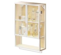 Metal Medicine Cabinet with Glass Door - Wall Storage Solution for Bathroom, Kitchen, Living Room, and Over-the-Toilet, Stylish Hanging Cupboard for Home Organization (White 70 * 30 * 14.5CM)