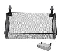 Metal Mesh Bedside Hanging Basket with 2.1 Hooks, Small Black Dormitory Organizer for Bedroom Storage and Home Supplies