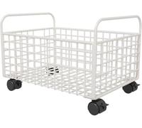 Metal Mesh Book Storage Cart with Casters,Large Capacity Under Desk Mobile File Organizer,Multi-Functional Utility Basket for Home Office,Easy Assembly