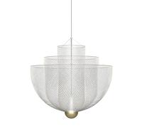 Metal Mesh Chandelier,Industrial Drum Pendant,3 Layer Geometric Ceiling Light, Hanging Light for Home Kitchen Villa Restaurant(60cm/23.6", Silver)