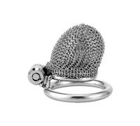 Metal Mesh Male Chastity Cage Lock Sissy Penis Lock Stainless Steel Hidden Lock Design Adult Bondage Prevent Cheating Sex Abstinence Toy White-Short 45Mm