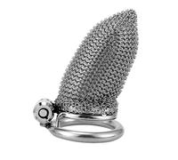 Metal Mesh Male Chastity Cage Lock Sissy Penis Lock Stainless Steel Hidden Lock Design Adult Bondage Prevent Cheating Sex Abstinence Toy White-Long 40Mm