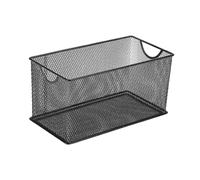 Metal Mesh Storage Basket Organizer Box with Open Design for CDs, Kitchen, Bathroom, Pantry, Garage, Closet Organizing 10.63x5.51x5.91 inch- Black