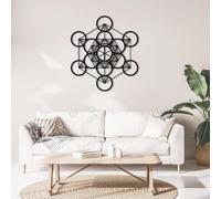 Metal Metatron Cube Wall Art, Geometrical Wall Decor, Sacred Geometry Art, Metal Artwork Decoration, Modern Sculpture Home Decor for Living Room,Bedroom Hallway and Stairs Nature (Black