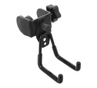 Metal Mic Stand Hanger with Dual Hooks for Headphones and Tambourines | Clamp-on Design for 0-35mm Tubes, Black Finish, Antislip Pads, Secure Locking Screw, Studio or Live Performance