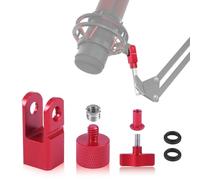 Metal Microphone Mount Adapter, Include 3/8" or 1/4" Screw Adapter Compatible with Hyperx Quadcast Microphone Stand & Boom Arm Replacement Accessory for Mic (Red)