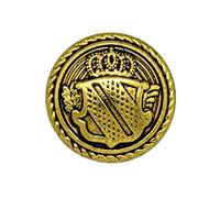 Metal Military Crown Shield Crest Buttons Antique Gold, 20mm (12)