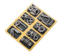 Metal Mind Puzzle Sets of 8 Brain Teaser Puzzles, 2026 IQ Test Game Toys Unlock Interlock Games, Logic Puzzle, Educational Tool with Easy Use, Metal Puzzle Ring for Kids and Adults (Green+Yellow)