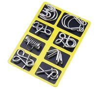 Metal Mind Puzzle Sets of 8 Brain Teaser Puzzles, 2026 IQ Test Game Toys Unlock Interlock Games, Metal Puzzle Ring for Kids and Adults (Style A)